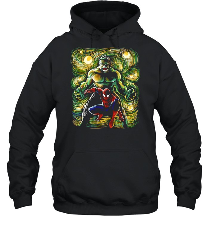 Hulk and Spider-Man Starry Night Marvel Unisex Hoodie