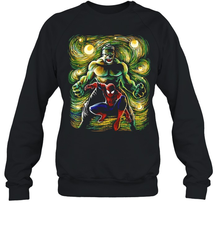 Hulk and Spider-Man Starry Night Marvel Unisex Sweatshirt