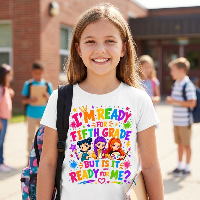 I'm Ready For Fifth Grade But Is It Ready For Me Colorful Bubble Font Shirt