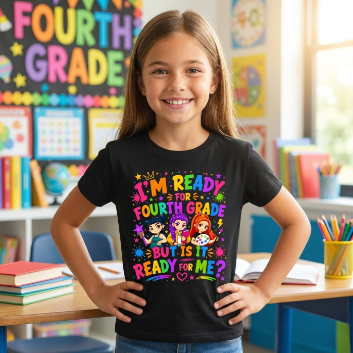I'm Ready For Fourth Grade But Is It Ready For Me Colorful Bubble Font Shirt