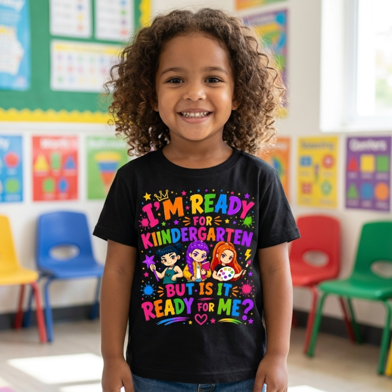I'm Ready For Kindergarten But Is It Ready For Me Colorful Bubble Font Shirt
