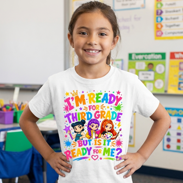 I'm Ready For Third Grade But Is It Ready For Me Colorful Bubble Font Shirt