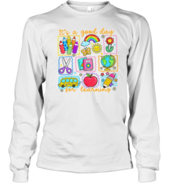 It's a Good Day for Learning T- with Colorful Crayon Doodles Long Sleeved T-shirt