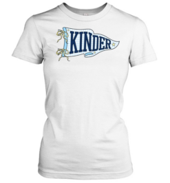 Kinder Blue Gingham Pennant T- with Navy Varsity Letters Classic Women's T-shirt
