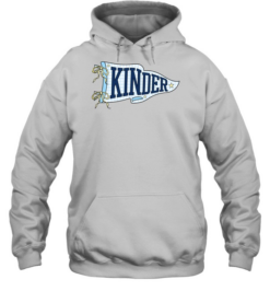 Kinder Blue Gingham Pennant T- with Navy Varsity Letters Unisex Hoodie