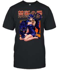 Kinshi no ai anime girl with black panther pistol Japanese kanji Classic Men's T-shirt