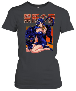 Kinshi no ai anime girl with black panther pistol Japanese kanji  Classic Women's T-shirt