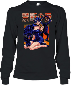 Kinshi no ai anime girl with black panther pistol Japanese kanji Long Sleeved T-shirt