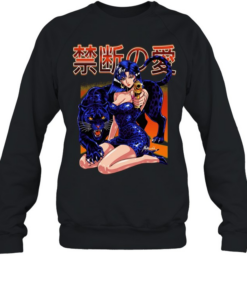 Kinshi no ai anime girl with black panther pistol Japanese kanji Unisex Sweatshirt