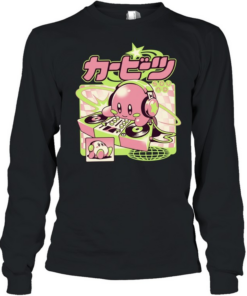 Kirby Cute Beats Sound Nintendo DJ Gaming Long Sleeved T-shirt