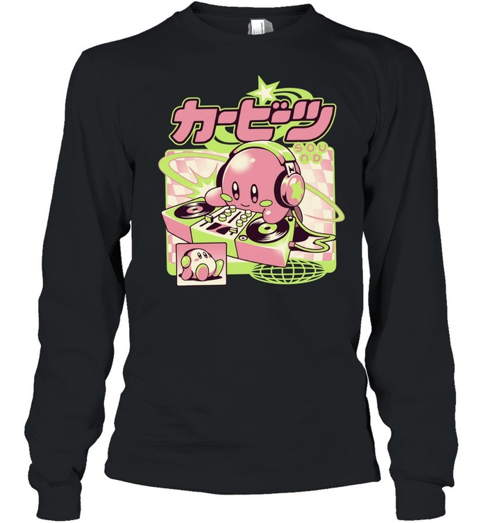 Kirby Cute Beats Sound Nintendo DJ Gaming Long Sleeved T-shirt