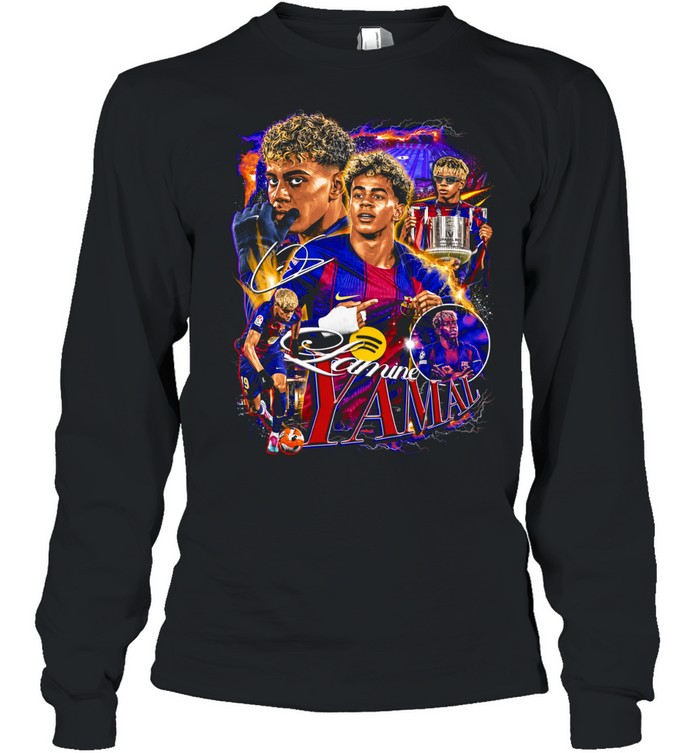 Lamine Yamal FC Barcelona La Liga Lamine Yamal signature Long Sleeved T-shirt
