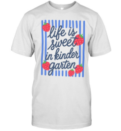 Life Is Sweet In Second Grade T- with Red Strawberries and Blue Stripes Classic Men's T-shirt