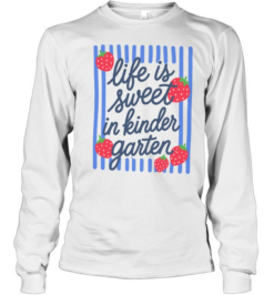 Life Is Sweet In Second Grade T- with Red Strawberries and Blue Stripes Long Sleeved T-shirt