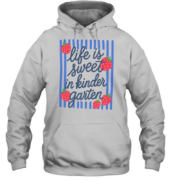 Life Is Sweet In Second Grade T- with Red Strawberries and Blue Stripes Unisex Hoodie
