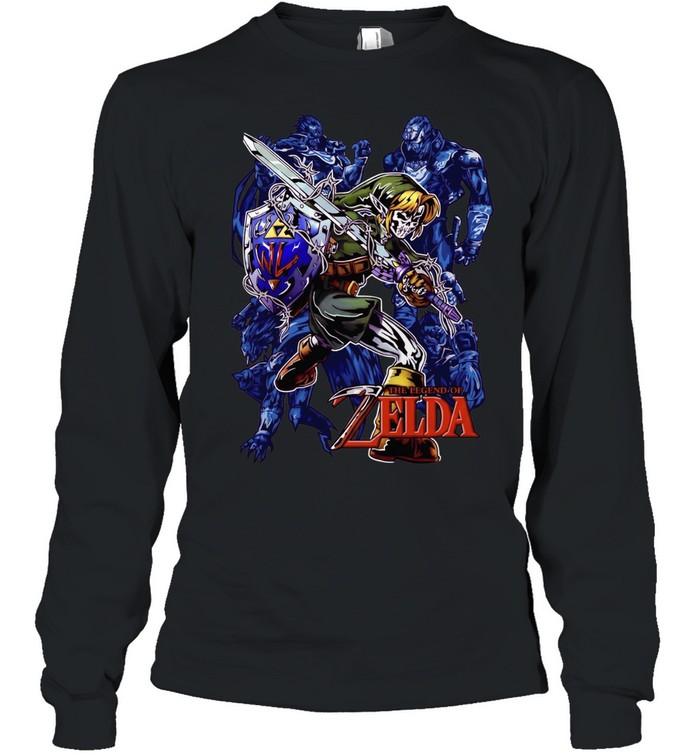 Link Skull Legend of Zelda Hylian Shield WL Print the Legend of Zelda Long Sleeved T-shirt