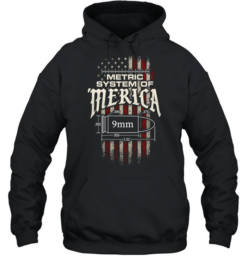 Metric System of Merica 9mm bullet American flag Unisex Hoodie