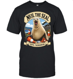Neil the seal 100_ Tasmanian animal mascot traffic cone beach ocean nature  Classic Men's T-shirt