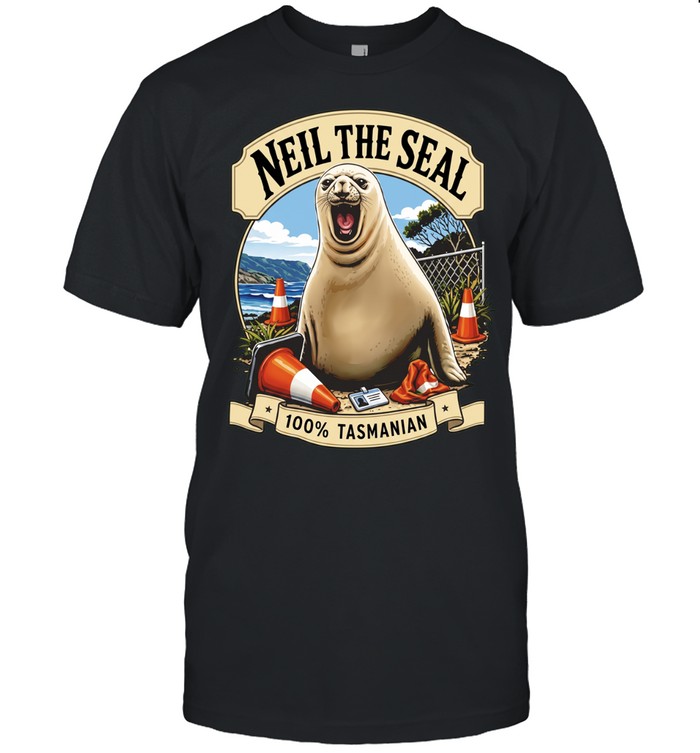 Neil the seal 100_ Tasmanian animal mascot traffic cone beach ocean nature Classic Men's T-shirt