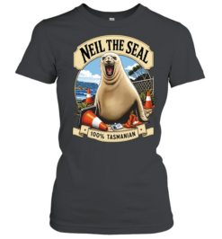 Neil the seal 100_ Tasmanian animal mascot traffic cone beach ocean nature Classic Women's T-shirt