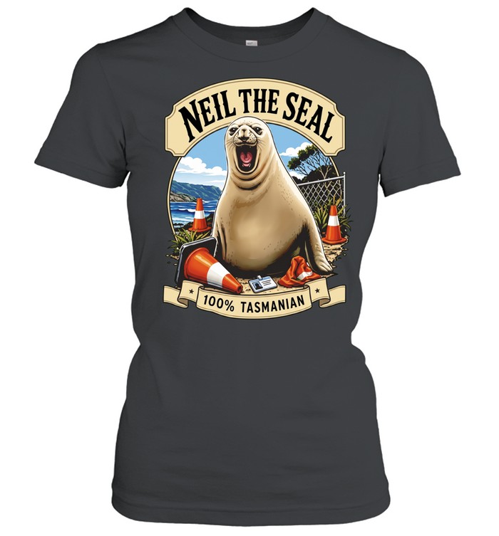 Neil the seal 100_ Tasmanian animal mascot traffic cone beach ocean nature Classic Women's T-shirt