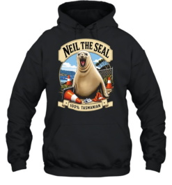 Neil the seal 100_ Tasmanian animal mascot traffic cone beach ocean nature Unisex Hoodie