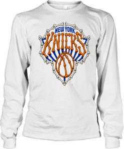 New York Knicks Bone Logo Skeleton Basketball  Long Sleeved T-shirt