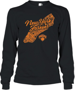 New York Knicks New York Forever Manhattan Map logo Long Sleeved T-shirt