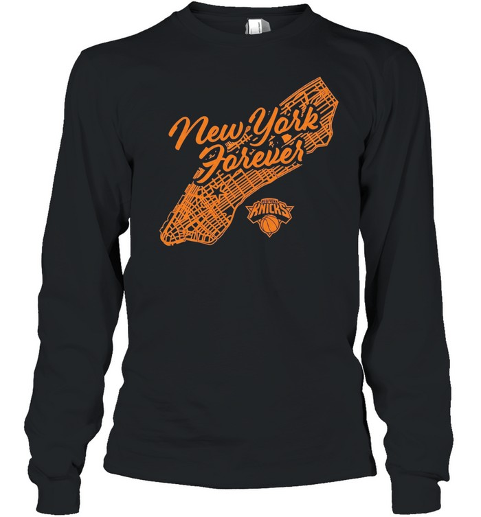 New York Knicks New York Forever Manhattan Map logo Long Sleeved T-shirt