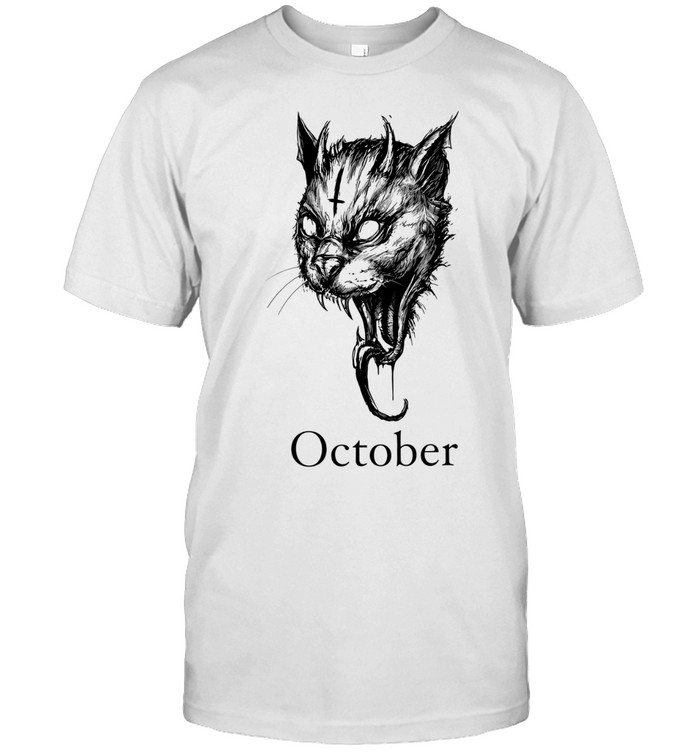 October Demon Cat gothic occult halloween Classic Men's T-shirt
