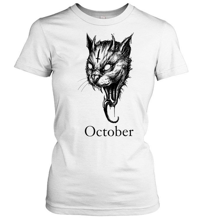 October Demon Cat gothic occult halloween Classic Women's T-shirt