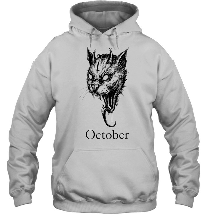 October Demon Cat gothic occult halloween Unisex Hoodie