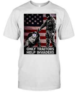 Patriot only traitors help invaders soldier flag Classic Men's T-shirt