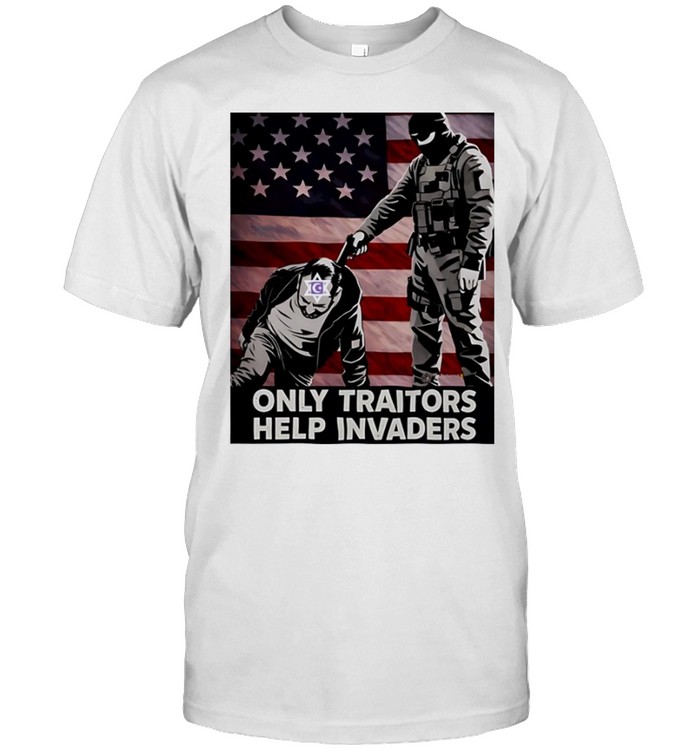 Patriot only traitors help invaders soldier flag Classic Men's T-shirt