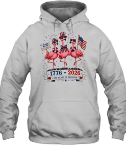 Patriotic Flamingo 250 Years Freedom USA 4th of July 1776 2026 Unisex Hoodie