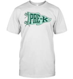 Pre-K Mint Gingham Pennant T- with Dark Green Varsity Letters Classic Men's T-shirt