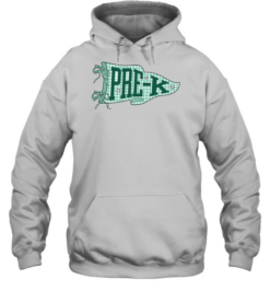 Pre-K Mint Gingham Pennant T- with Dark Green Varsity Letters Unisex Hoodie