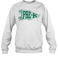 Pre-K Mint Gingham Pennant T- with Dark Green Varsity Letters Unisex Sweatshirt
