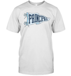 Principal Blue Gingham Pennant T- with Navy Varsity Letters Classic Men's T-shirt