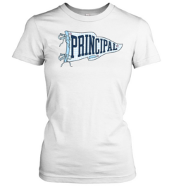 Principal Blue Gingham Pennant T- with Navy Varsity Letters Classic Women's T-shirt