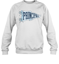 Principal Blue Gingham Pennant T- with Navy Varsity Letters Unisex Sweatshirt
