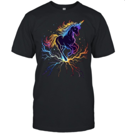 Rainbow Electric Lightning Unicorn Magical  Classic Men's T-shirt