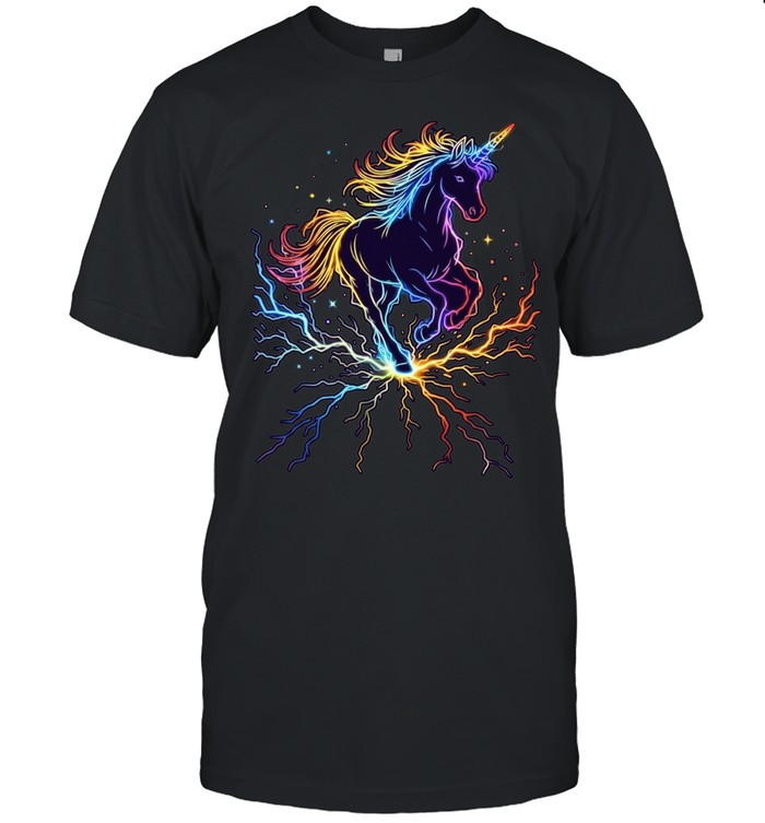 Rainbow Electric Lightning Unicorn Magical Classic Men's T-shirt
