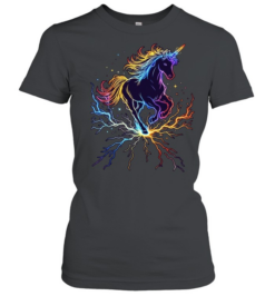 Rainbow Electric Lightning Unicorn Magical Classic Women's T-shirt