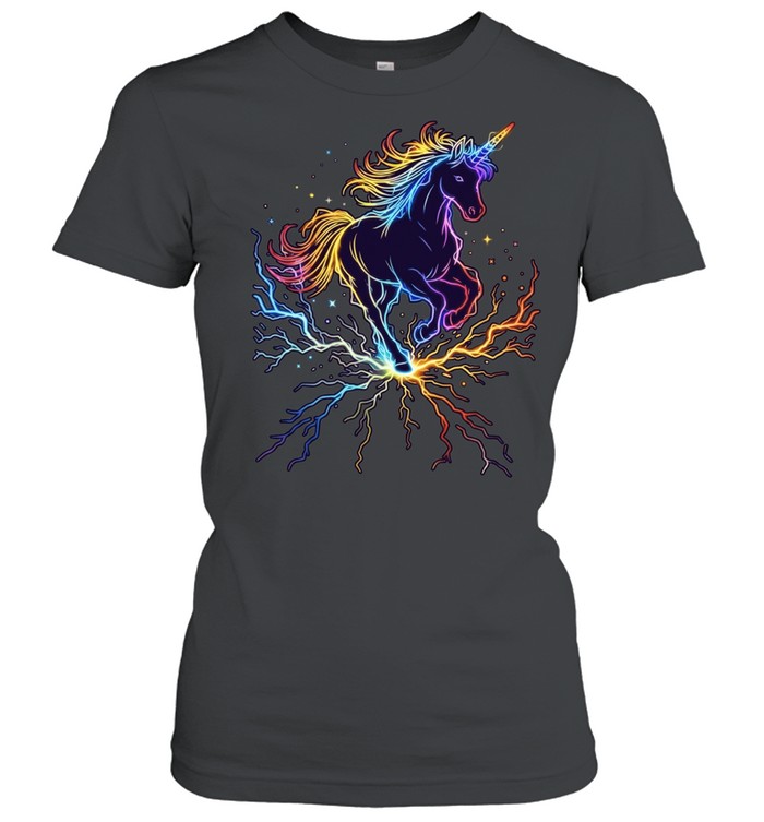 Rainbow Electric Lightning Unicorn Magical Classic Women's T-shirt