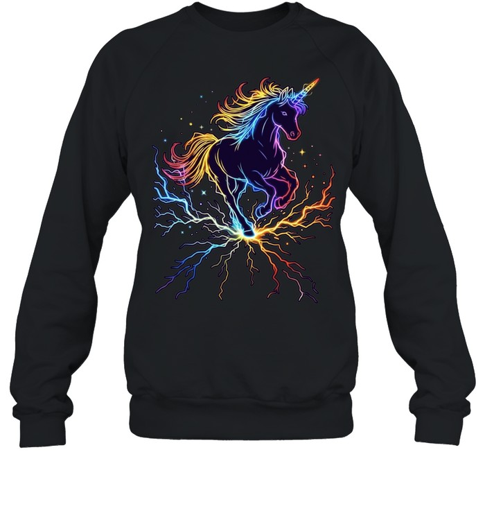Rainbow Electric Lightning Unicorn Magical Unisex Sweatshirt