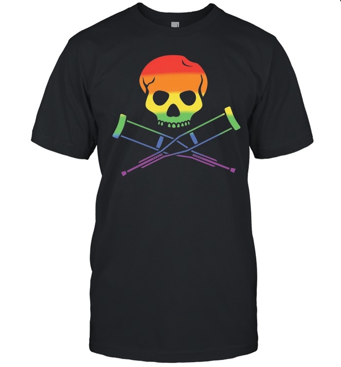 Rainbow Skull with Crutches Pride Classic Men's T-shirt