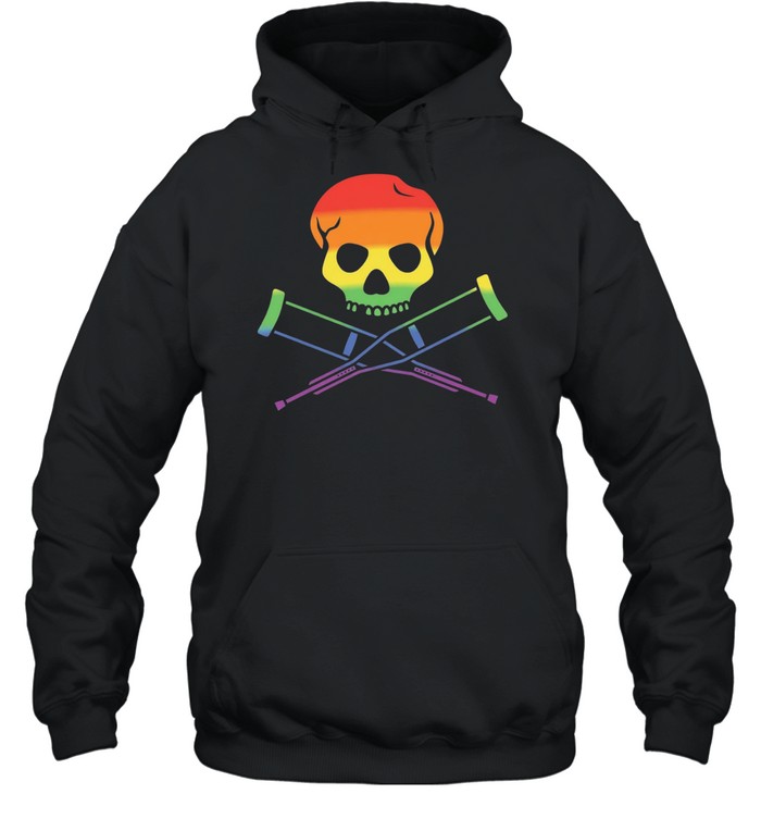 Rainbow Skull with Crutches Pride Unisex Hoodie