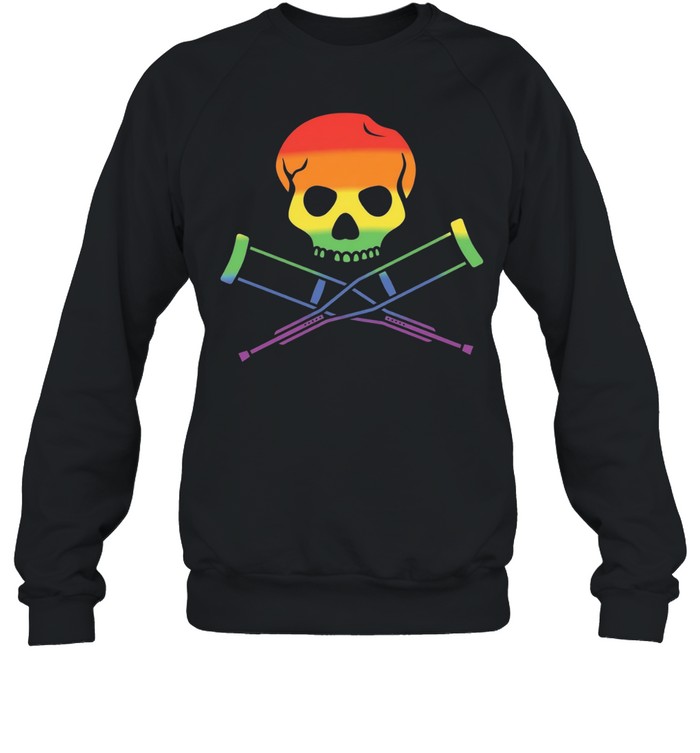 Rainbow Skull with Crutches Pride Unisex Sweatshirt
