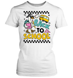 Retro Back to School T- with Cool Goose and Yellow School Bus Classic Women's T-shirt